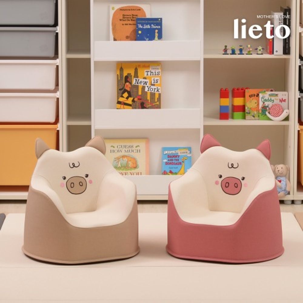 [Lieto Baby] COCO LIETO Poyu Character Baby Sofa for 1 Person, Pigping_Water Resistance, Correct Posture, Low Center Design, Toddler Sofa_Made in Korea