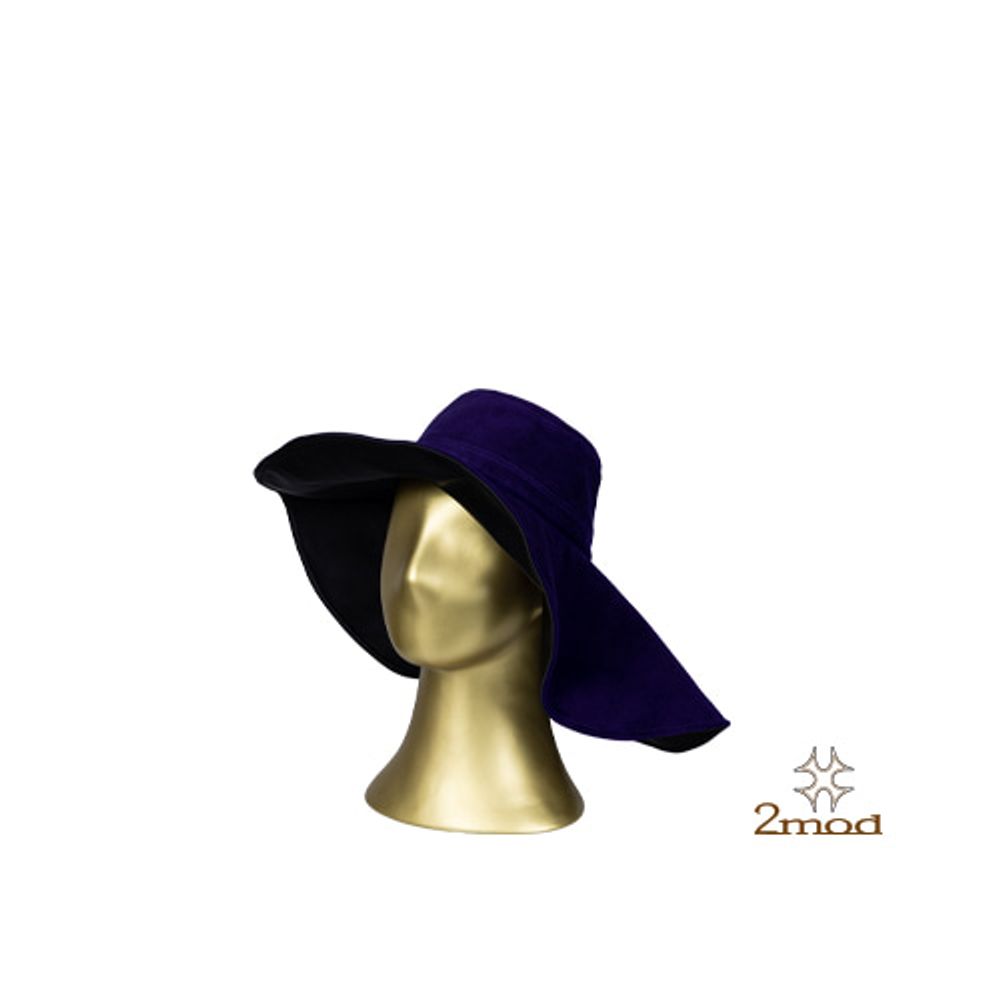 2MOD_19FWE005_ Twomod, purple velvet wide-brimmed fashion hat_handmade,Made in Korea, hat