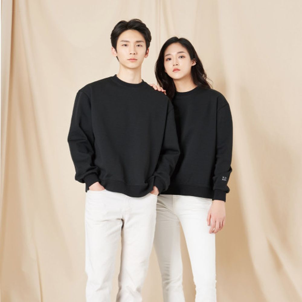 [MURO] Original MAN-TO-MAN T - Relaxed Semi-Over Fit Sweatshirt with Drop Shoulder Design, Basic Style for a Comfortable, Effortless Look 
