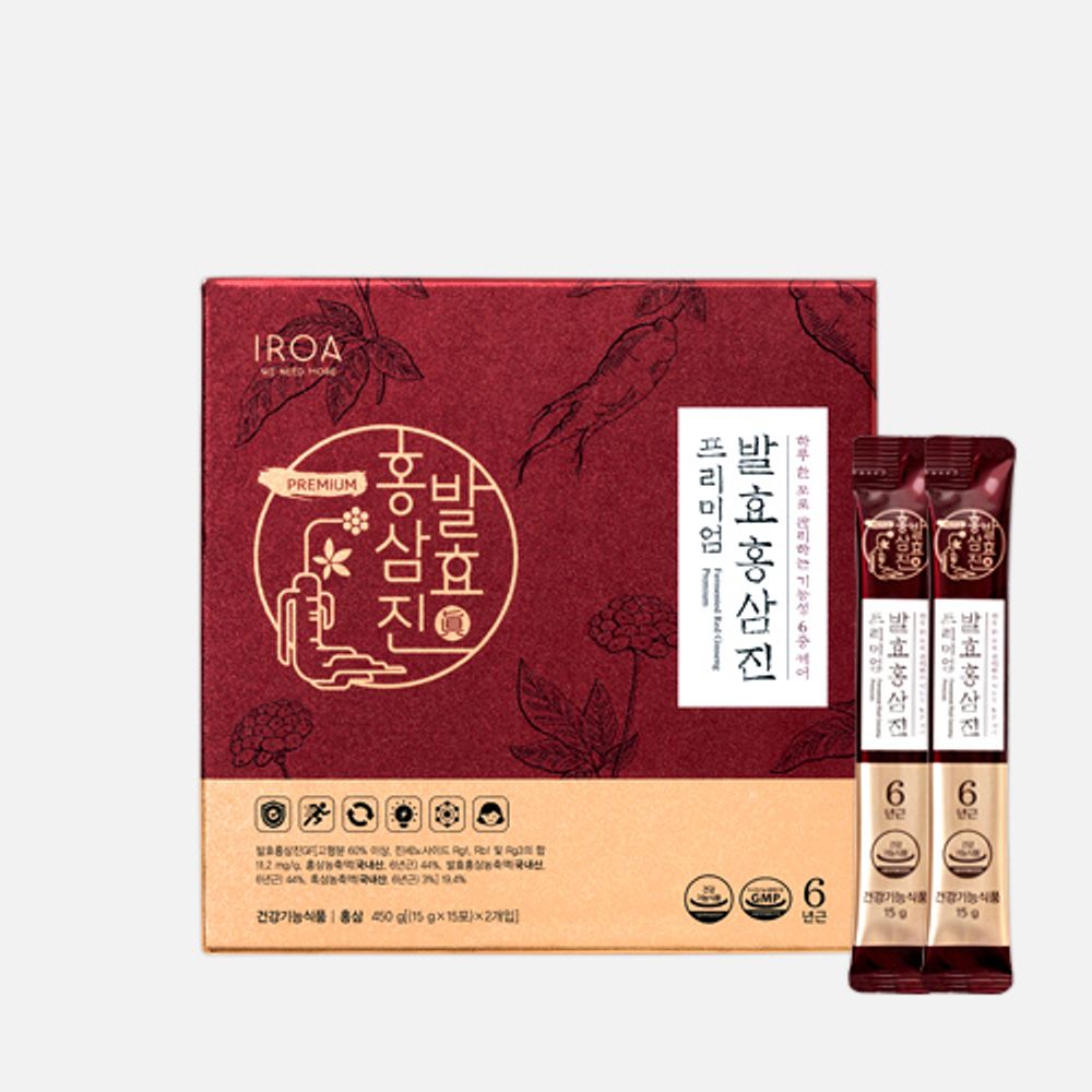 [Green Friends] IROA Premium Fermented Red Ginseng _ 30 Packets, 6-year-old Korean Red Ginseng, Dietary Supplement, Help Boost Immunity and Relieve Fatigue _ Made in Korea