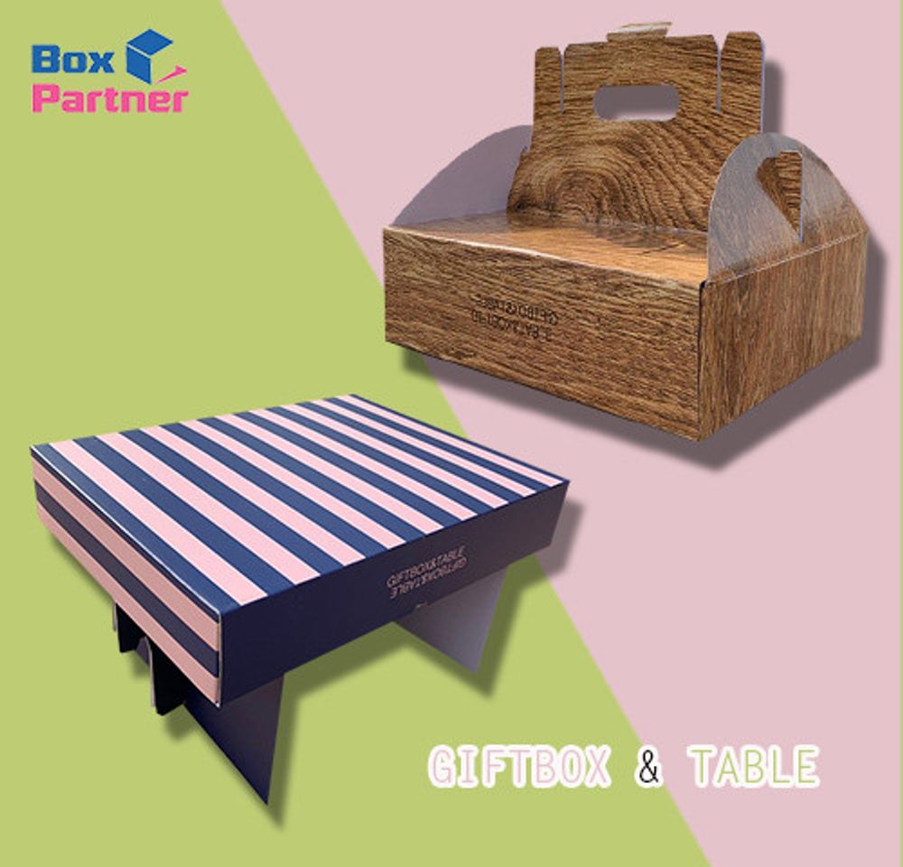 [Box Partner] Gift Box & Table Corrugated Paper Folding Table Carrier Storage Box Camping Outdoor Portable Prefabricated_Made in KOREA