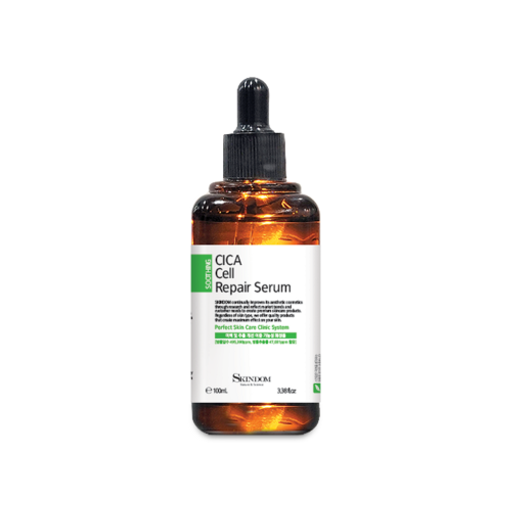 SKINDOM Cica Cell Repair Serum 100 ml – Beruhigendes Gesichtsserum mit Centella Asiatica und Bakuchiol zur Verbesserung der Hautelastizität – Hergestellt in Korea