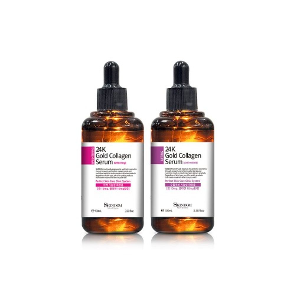 [Skindom] Wrinkle, Brightening Care 24K 99.9% Gold Esthetic Collagen Serum 100ml 3.38oz Whitening Serum, Anti-Wrinkle, Functional Cosmetics - Made in korea