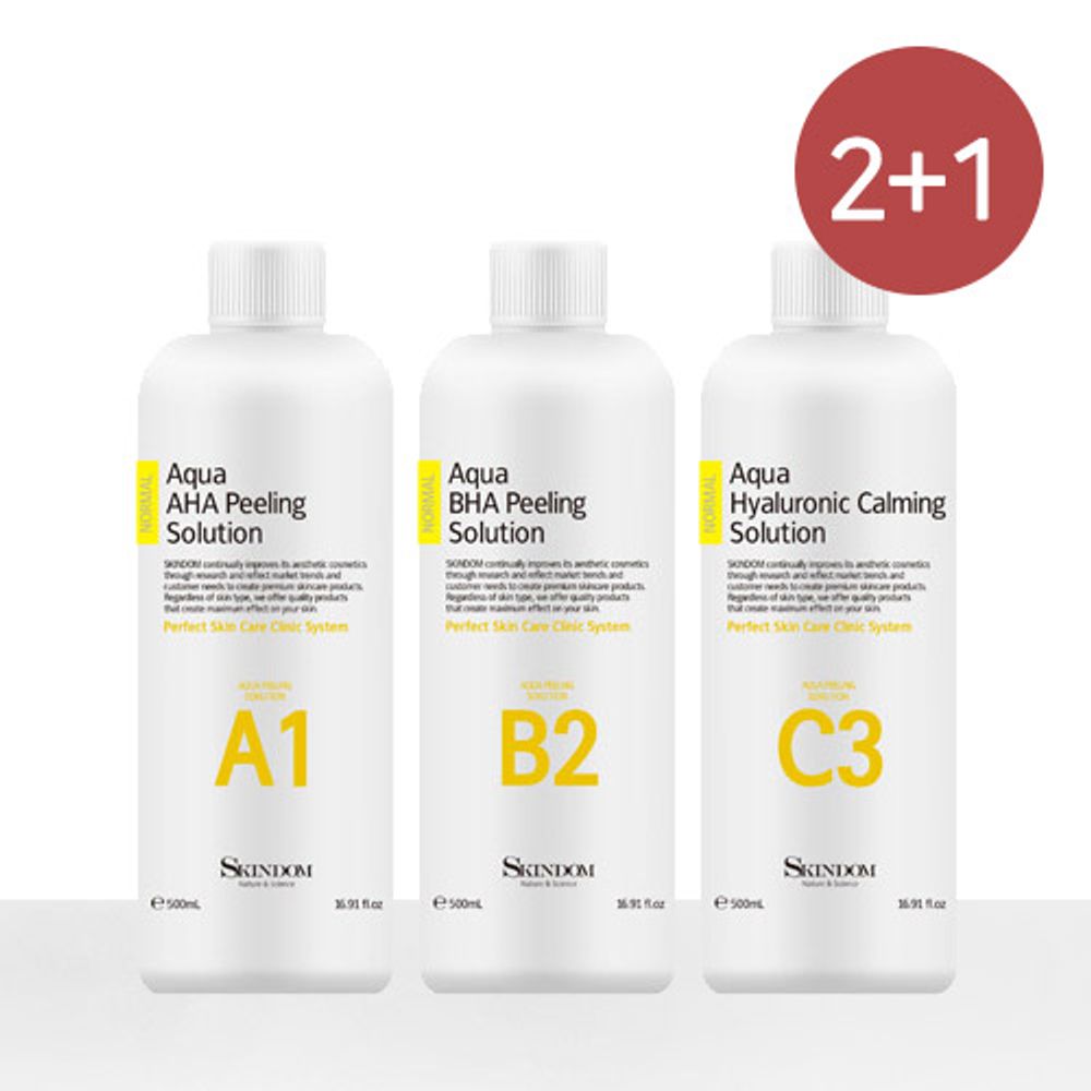 [Skindom] 2+1 3 Types Aqua Peeling Solution 500ml_pore cleaning, skin soothing, moisturizing, moisturizing, skin texture improvement, blackheads, sebum management_Made in Korea