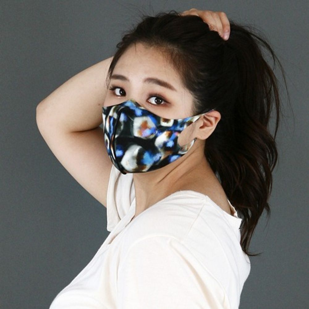 [NICEKOREA] Jurasil Fashion Mask, Fancy Blue_Anti-bacterial 99.9%, Celebrity Mask, Washable Fabric Mask _ Made in KOREA