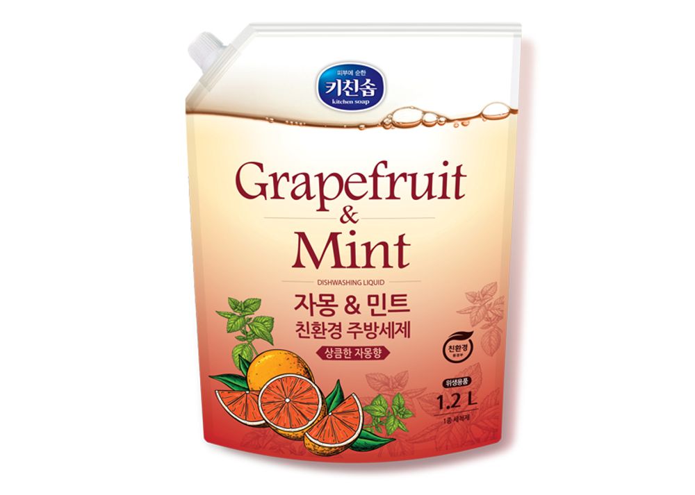[MUKUNGHWA] KICHENSOAP Grapefruit n Mint Dishwashing Liquid 1.2L_ Kitchen Detergents, Dishwashing Detergents, Eco-friendly