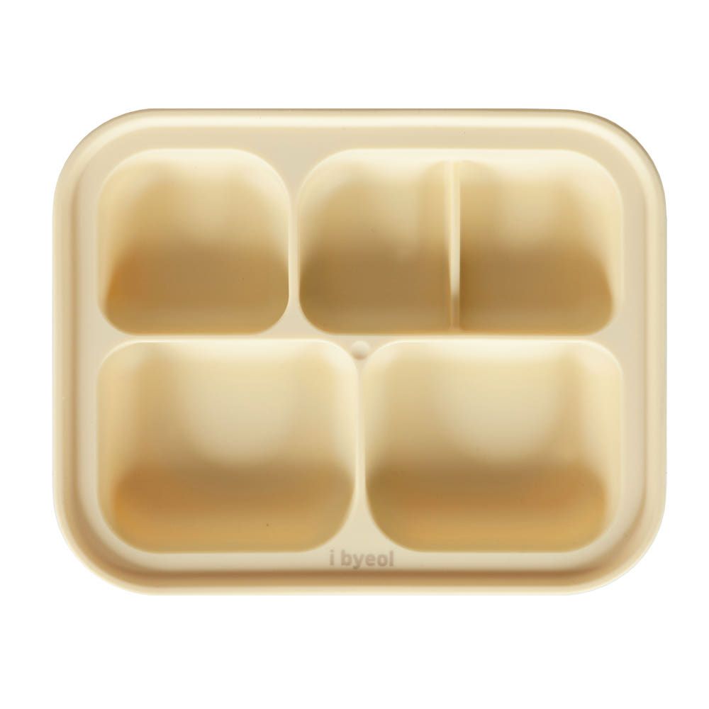 IBYEOL Friends Premium Platinum Silicone Suction Plate with Lid for Baby Self-Feeding Toddler Sectioned Meal Tray Lemon _ Made in KOREA