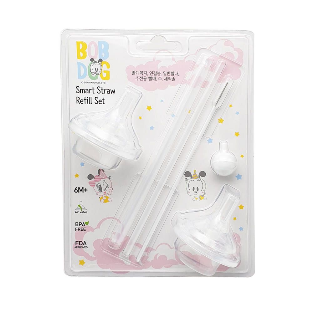 IBYEOL Friends Little Bob Dog Straw Replacement Refill Set All-in-One Silicone Anti-Colic Weighted Straw Cup Parts _ Made in KOREA