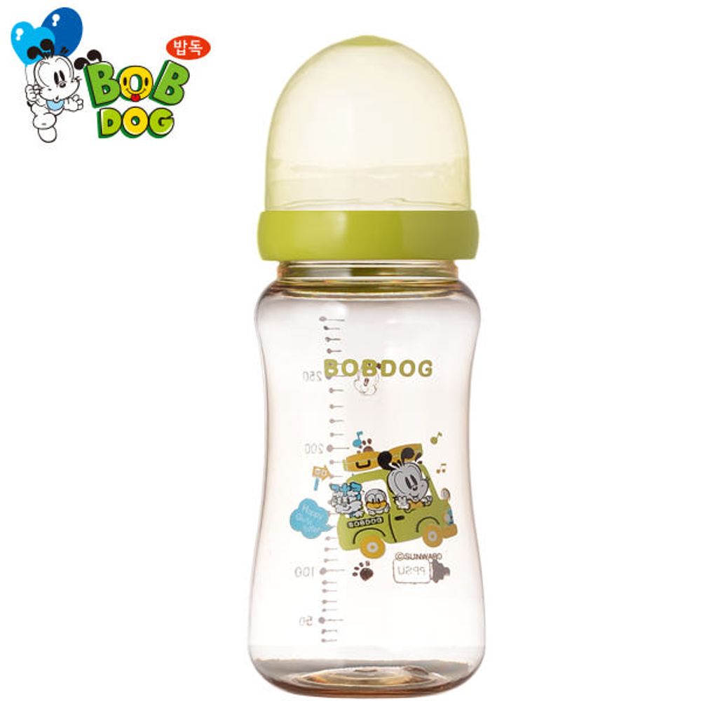 IBYEOL Friends Little Bob Dog Premium PPSU Baby Feeding Bottle 300ml  Anti-Colic No-Nipple Newborn Essentials GREEN_ Made in KOREA