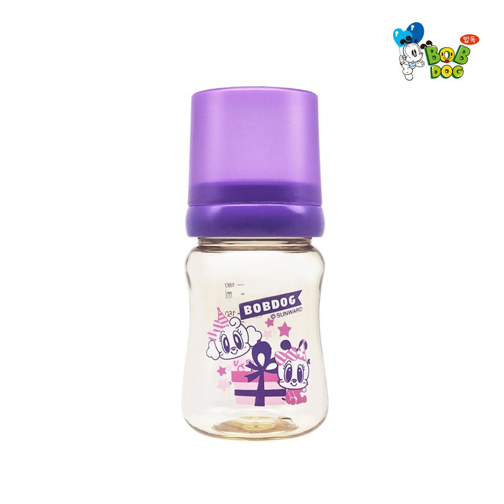 IBYEOL Friends BOBDOG Premium PPSU Baby Feeding Bottle 180ml Lightweight Durable Heat Resistant BPA Free Safe PURPLE_ Made in KOREA