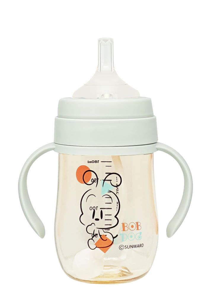 IBYEOL Friends Little BOBDOG Premium PPSU Weighted Straw Cup Anti-Colic Leak-Proof Baby Water Bottle 180ml Mint_ Made in KOREA