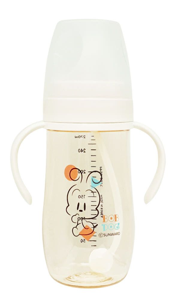 IBYEOL Friends Little BOBDOG Premium PPSU Weighted Straw Cup Anti-Colic Leak-Proof Baby Water Bottle 270ml Cream white _ Made in KOREA