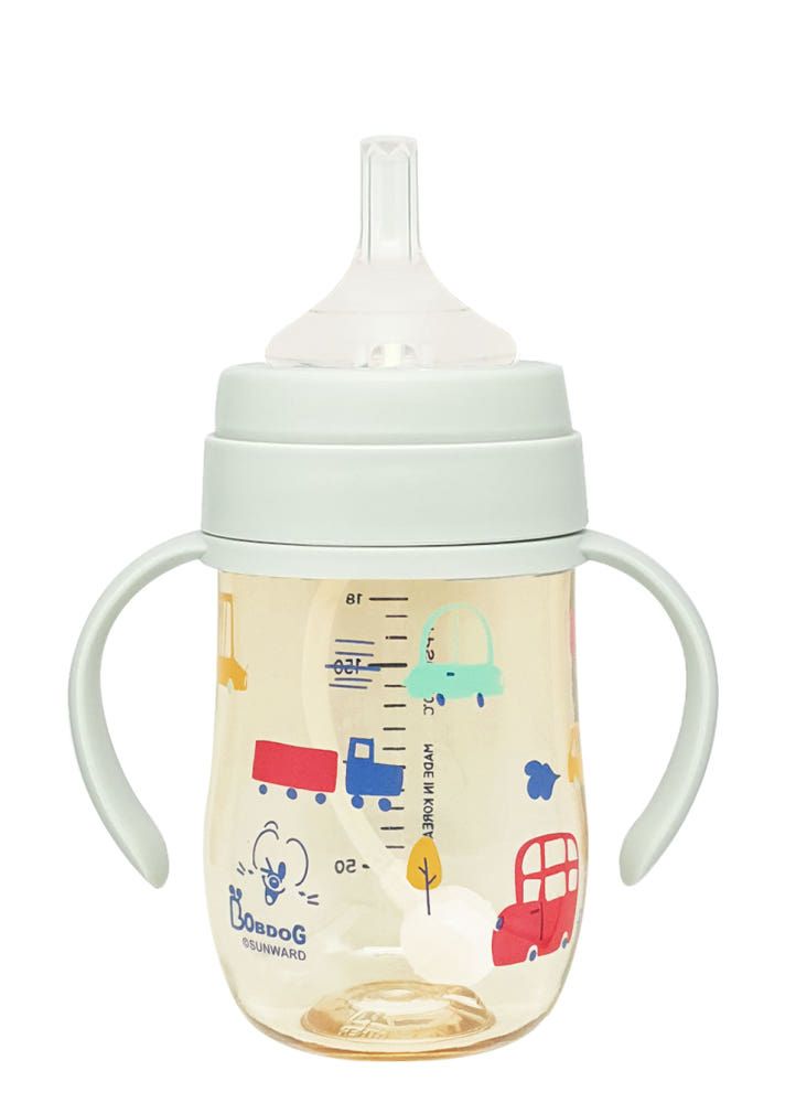 IBYEOL Friends Little BOBDOG Premium PPSU Car Design Weighted Straw Cup Anti-Colic Leak-Proof Baby Bottle 180ml MINT  _ Made in KOREA