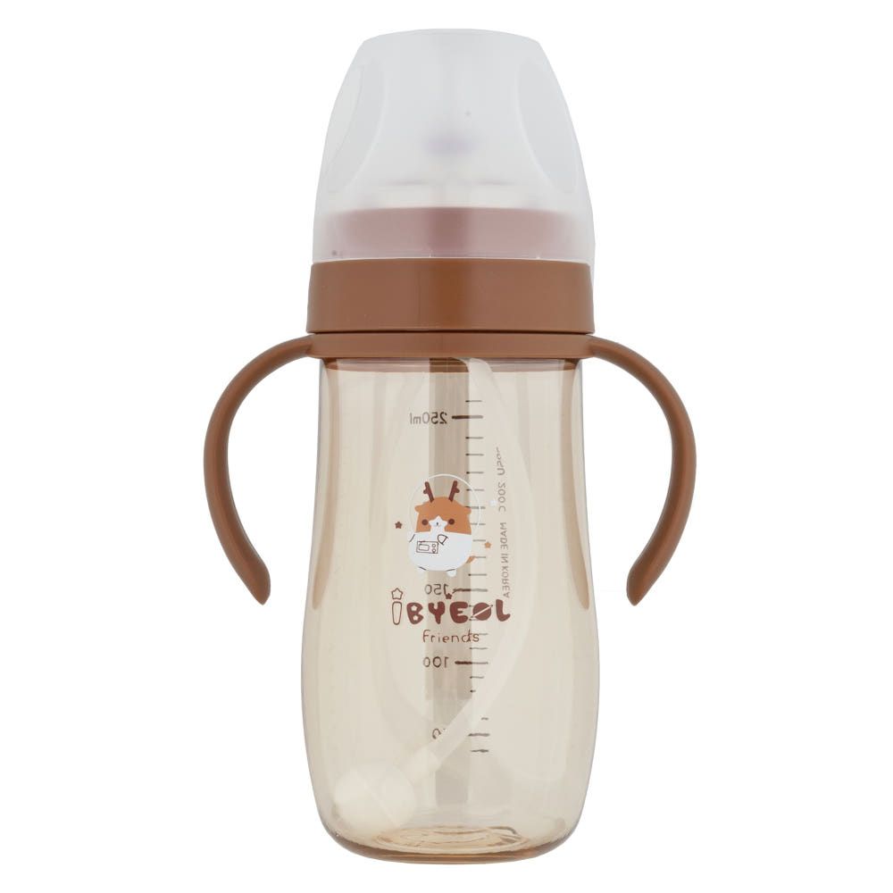 IBYEOL Friends New Premium PPSU Weighted Straw Cup 260ml for Toddlers Anti-Colic Leak-Proof BPA-Free Safe CHOCO _ Made in KOREA