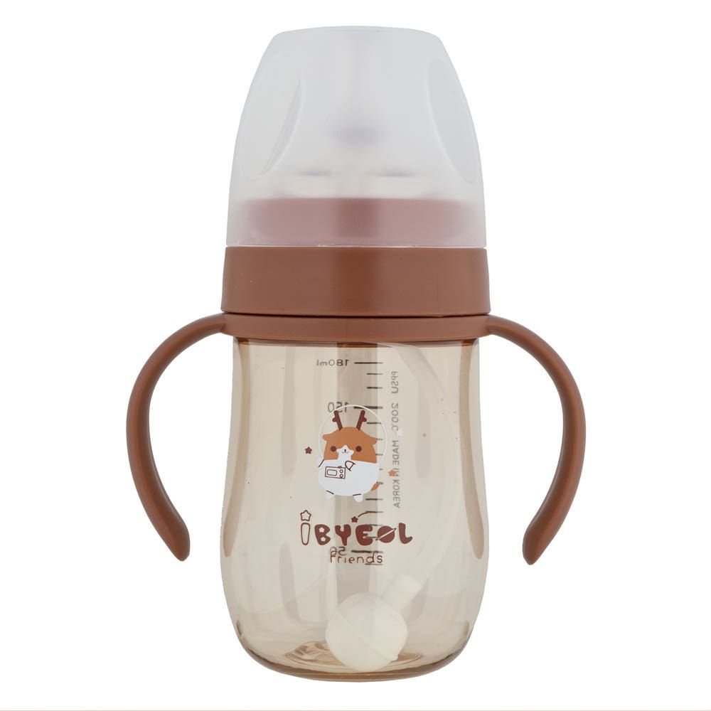 IBYEOL Friends New Premium PPSU Weighted Straw Cup 180ml for Toddlers Anti-Colic Leak-Proof BPA-Free Safe CHOCO _ Made in KOREA