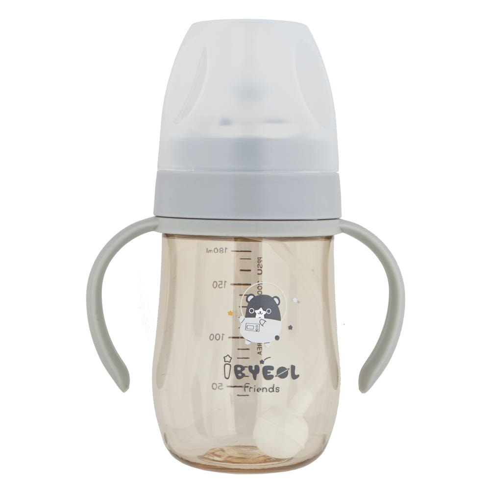 IBYEOL Friends New Premium PPSU Weighted Straw Cup 180ml for Toddlers Anti-Colic Leak-Proof BPA-Free Safe SILVER _ Made in KOREA