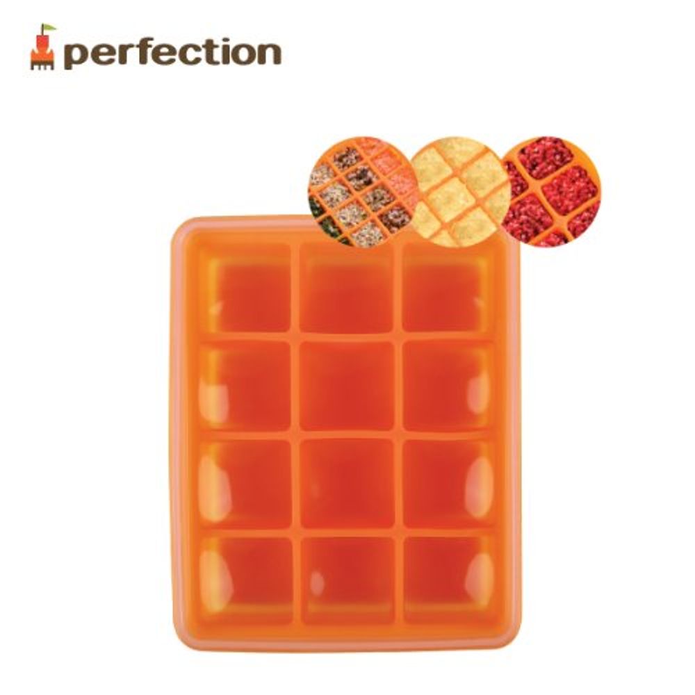 [PERFECTION] Silicon Multi Cube Container, 12, Orange _ For Baby Foods, Foods Cube, Ice Cube _ Made in KOREA