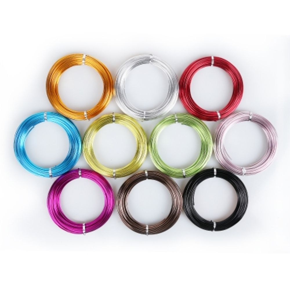 [FOBWORLD] Colored Craft Wire 3.0 _ 20.9 Feet/ 6.4m, Thickness 3mm, 10 Pieces, 10 Colors, Bendable Flexible Aluminum Wire, for Sculpture Armature Garden DIY Crafts Beading Jewelry Making _ Made in Korea