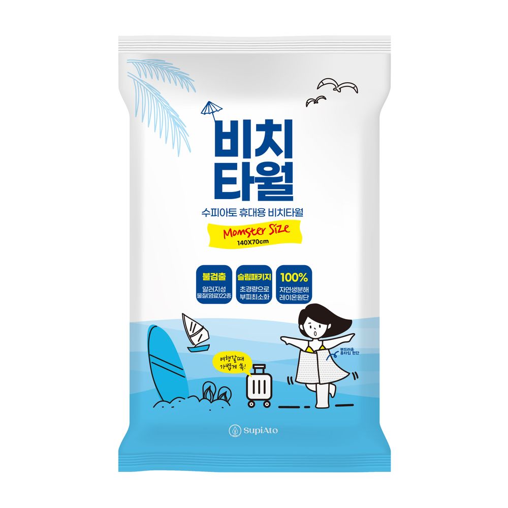 [CY_cosmetics] SUPIATO Portable Biodegradable Beach Towels – Extra Large, Quick-Dry, Travel-Friendly (5-Pack) _Made in Korea