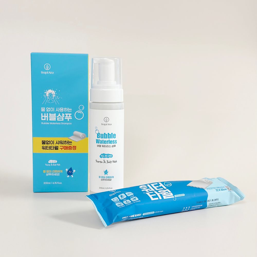 [CY_cosmetics] SUPIATO Bubble Waterless Shampoo 200ml _ Rinse-Free Foam Cleanser for Hair & Scalp, Ideal for Travel, Hospital & Postpartum Care _ Made in Korea