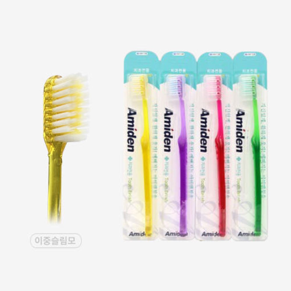 [Amiden] Plus Functional Toothbrush 1EA – Double Slim Bristles for Weak Gums, Dentist-Recommended, Premium DuPont Bristles - Made in Korea