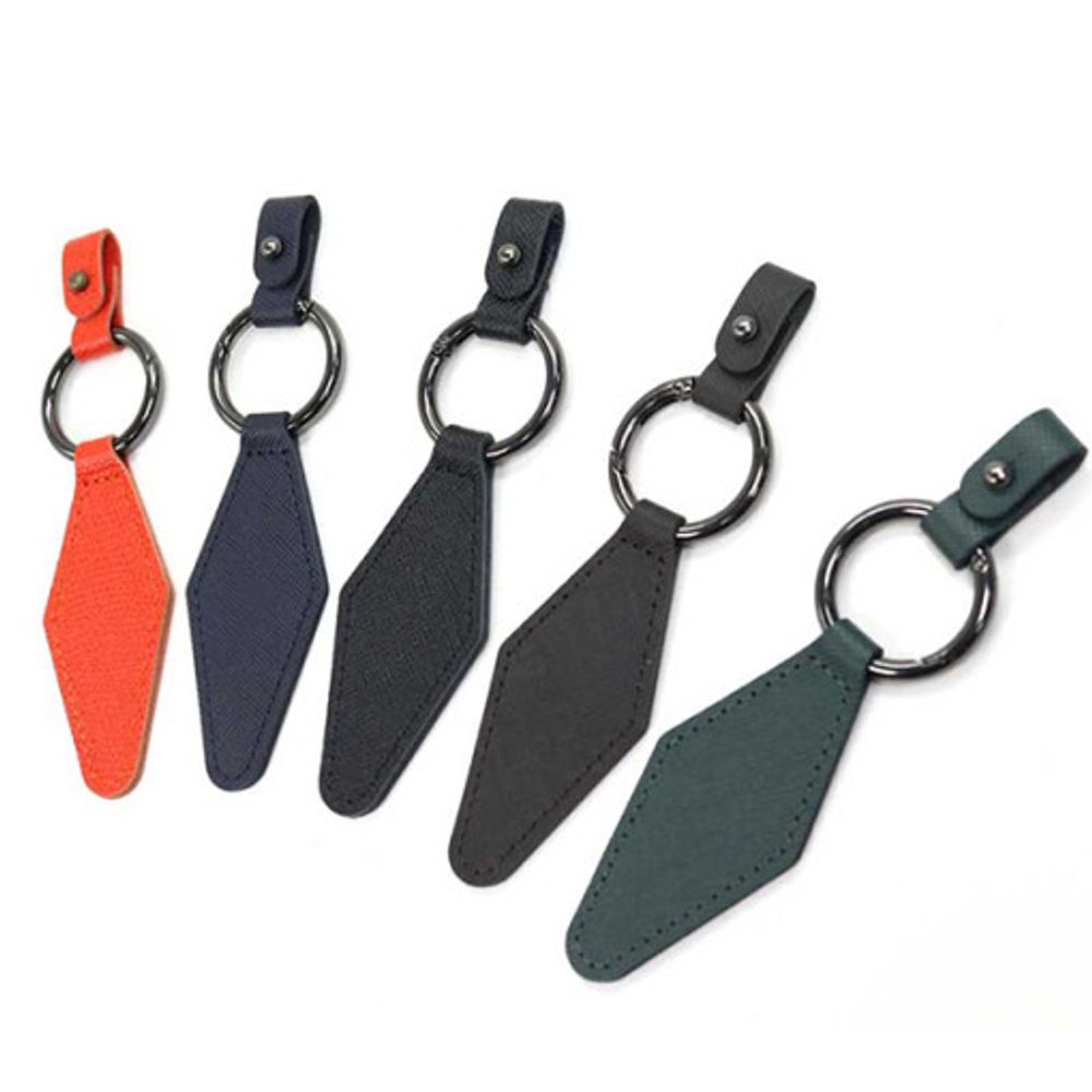 [WOOSUNG] Rhombus Leather Keyrings (Additional Services for Ring Decorations) - Leather Car Keyrings AirPods Key Ring - Made in Korea