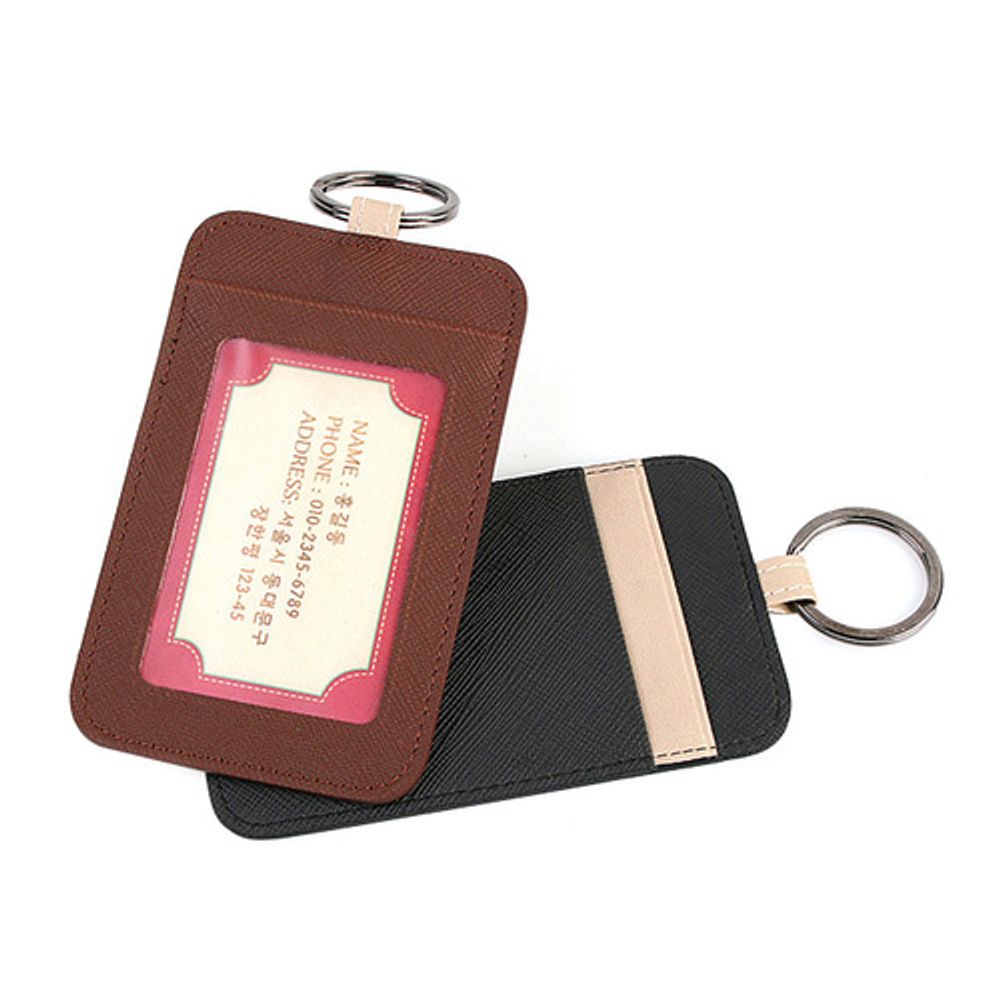 [WOOSUNG] Dokdo Saffiano card wallet-name tech key ring artificial leather storing pocket wallet-Made in Korea