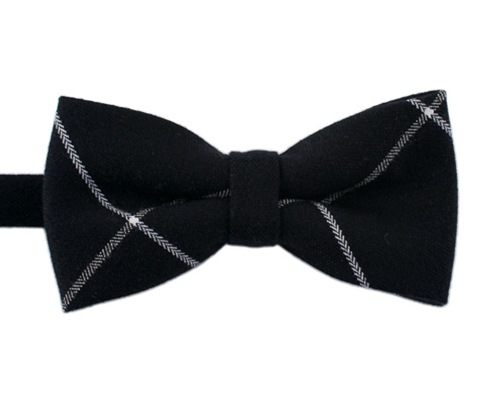 [MAESIO] BOW7168 BowTie Check Wool Cotton Black _ Pre-tied bow ties Formal Tuxedo for Adults & Children, For Men Boys, Business Prom Wedding Party, Made in Korea