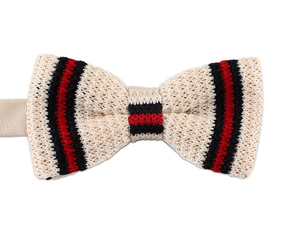 [MAESIO] BOW7196  BowTie Stripe Knit  Ivory_ Pre-tied bow ties Formal Tuxedo for Adults & Children, For Men Boys, Business Prom Wedding Party, Made in Korea