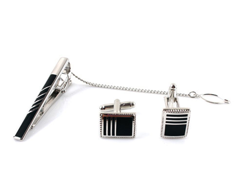 [MAESIO] KPC1038_Tie Clip, Tie Pin and Cufflinks Button for Men, Onyx, Rhodium Plating _ Made in KOREA