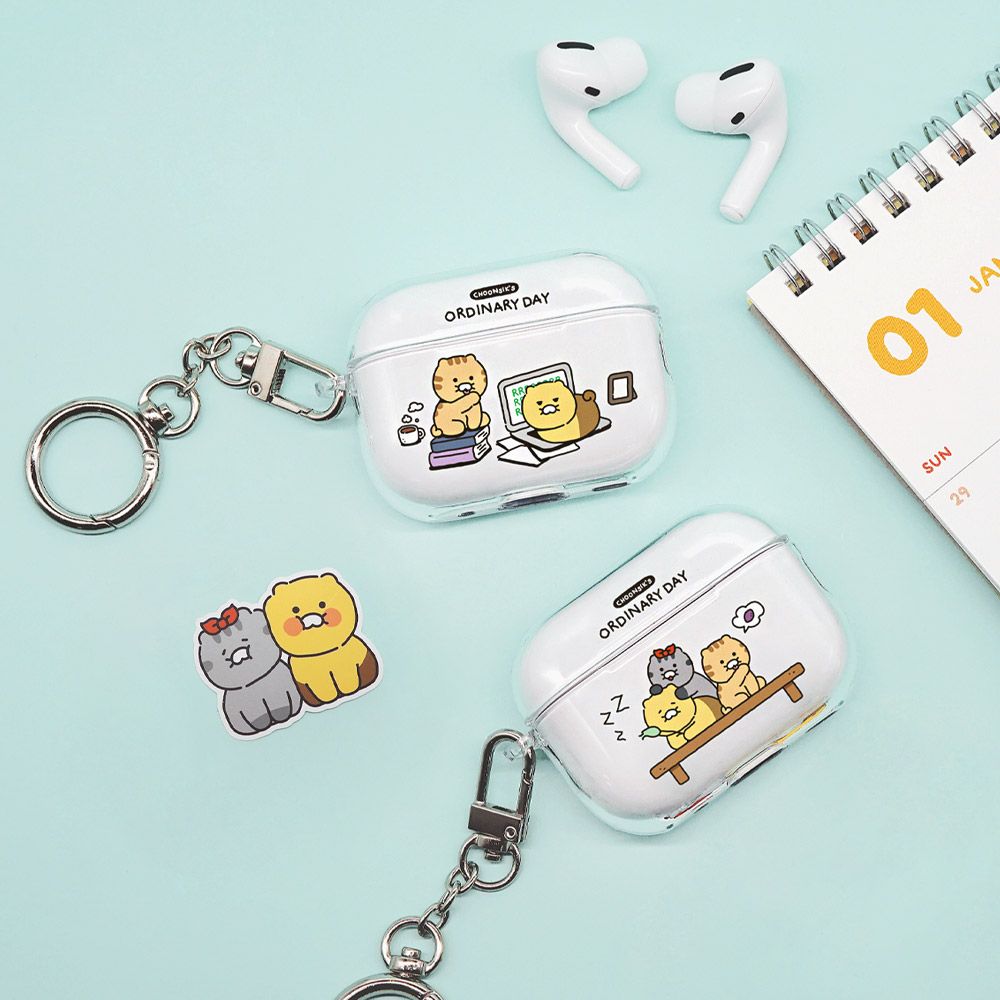 [S2B] Kakao Friends Choonsik Ordinary Day AirPods Pro 2 Clear Slim Case _ Made in KOREA