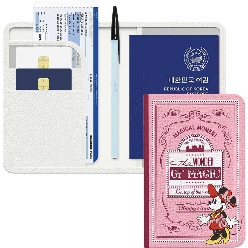[S2B] Disney Vintage Magic Book Anti-skimming passport case- character card storing pocket electromagnetic wave blocking case - Made in Korea