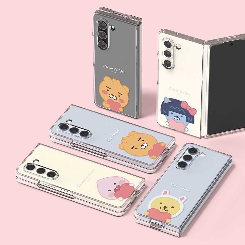 [S2B] Little Kakao Friends Galaxy Z Fold 5 Clear Slim Case - Smartphone Bumper Camera Guard iPhone Galaxy Case - Made in Korea