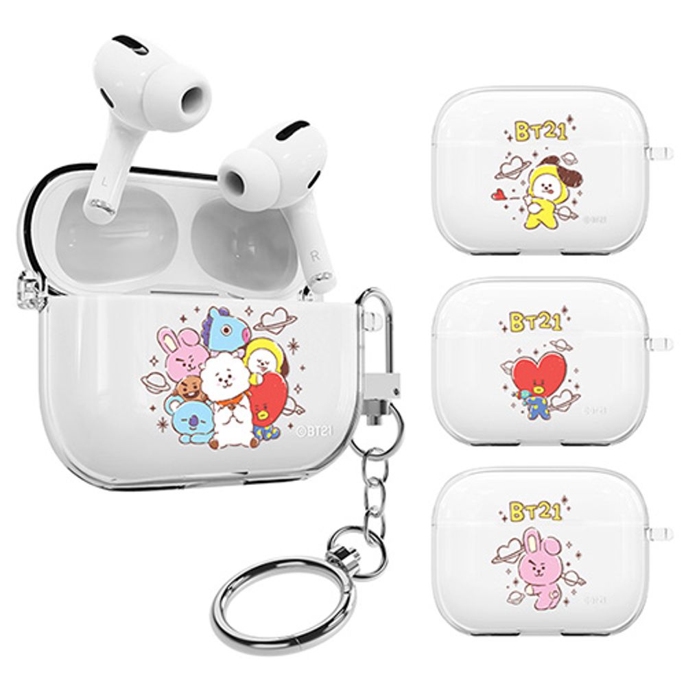 [S2B] BT21 Basic Sketch AirPods Pro Clear Slim Case - Apple Bluetooth Earphones All-in-One BTS Case - Made in Korea