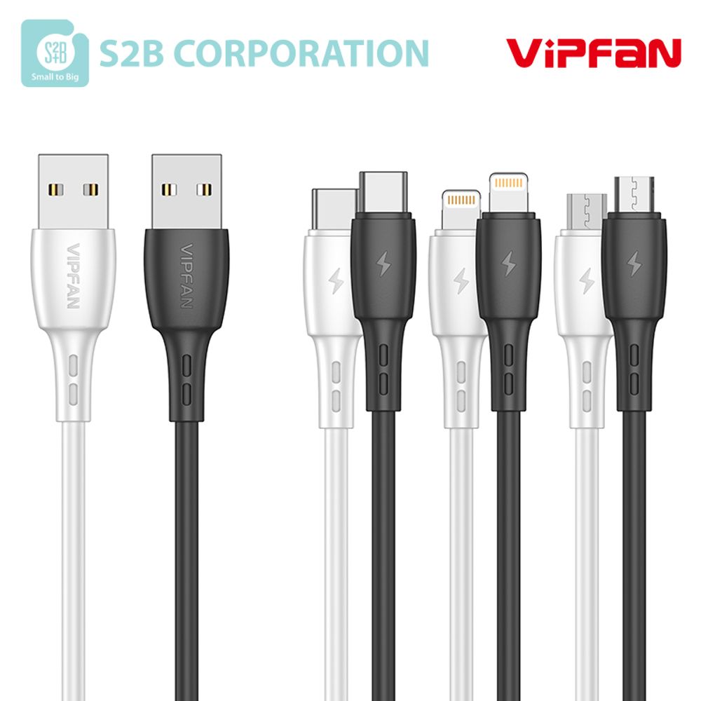 [S2B] VIPFAN X5 Fast Charging Cable_Micro USB, 8-pin, Type-C, Anti-Disconnection Cable, Smart Chip_Made in Korea
