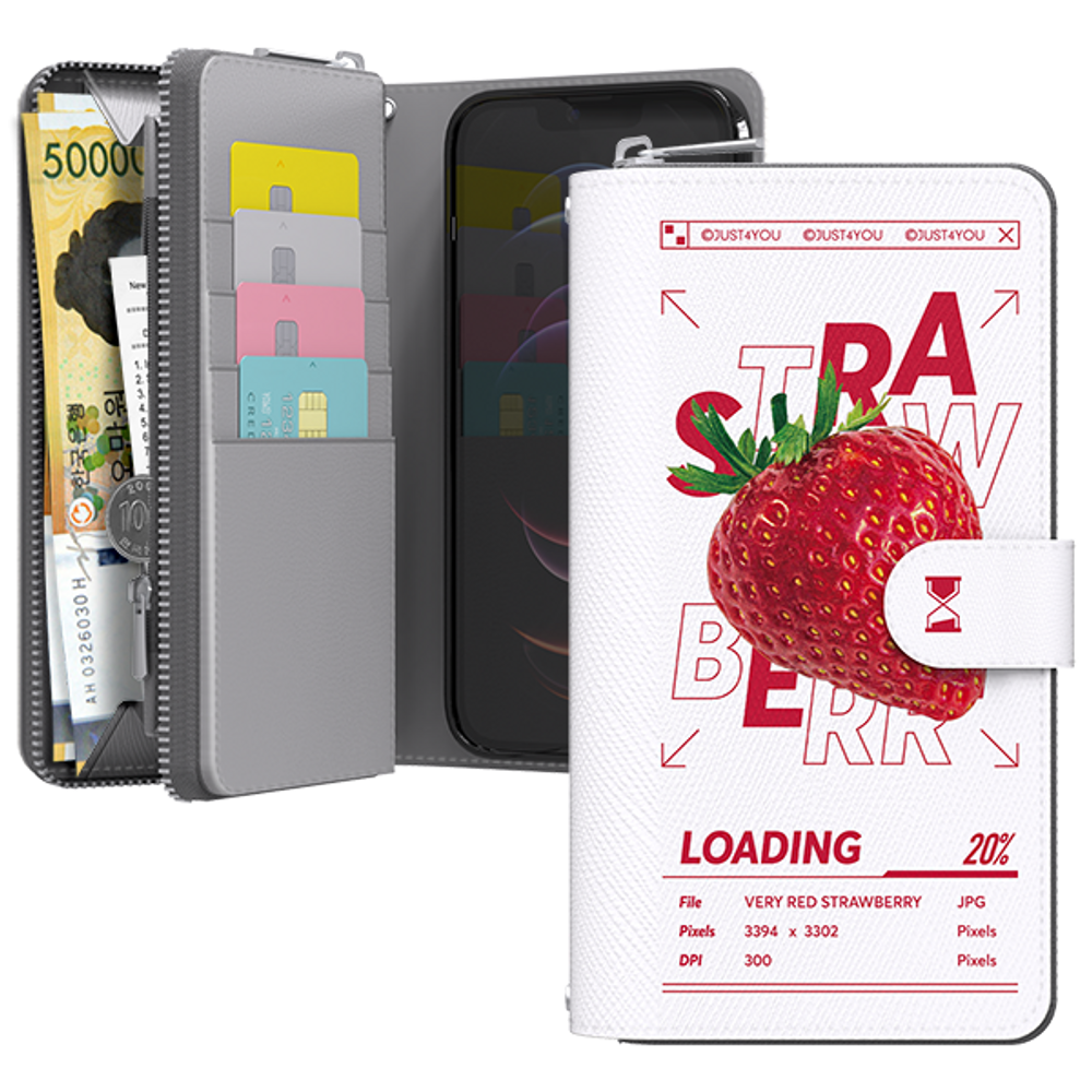 [S2B] Alpha Loading Red Zipper Diary Case-Smartphone Card Pocket iPhone Galaxy Case-Made in Korea