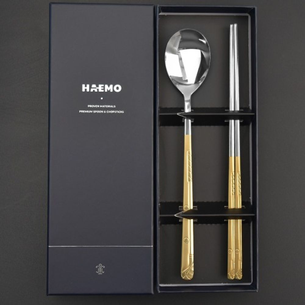 [HAEMO] Golf Titanium Cutlery 1Set-Spoon Chopsticks Korean Stainless Steel Cutlery-Made in Korea