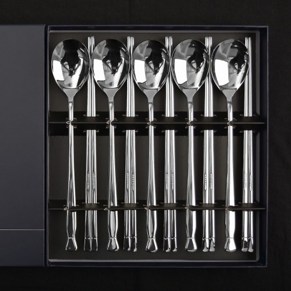 [HAEMO] 316L Charmant Spoon Chopsticks 5Set-Spoon Chopsticks STS 316L Cutlery-Made in Korea