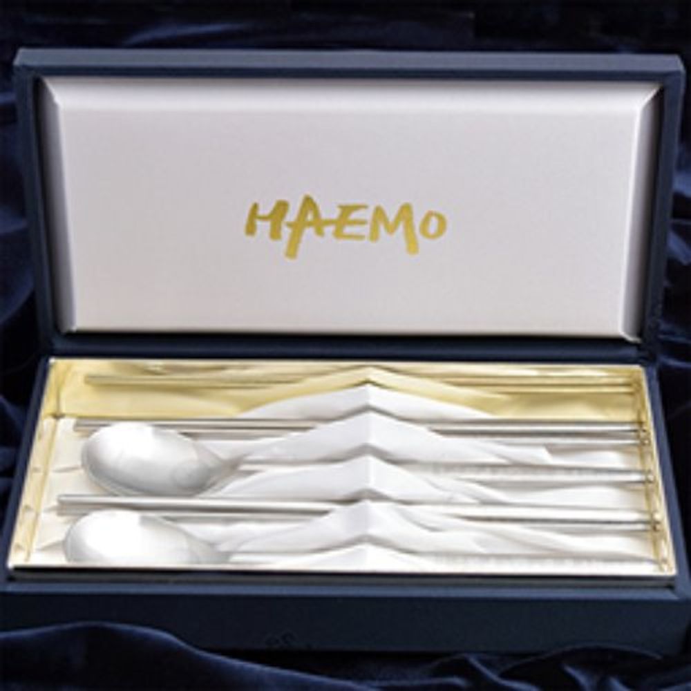 [HAEMO] Palace Hunminjeongeum Matte Spoon Chopsticks 2Set(Silk box)-Spoon Chopsticks Korean Stainless Steel Cutlery-Made in Korea
