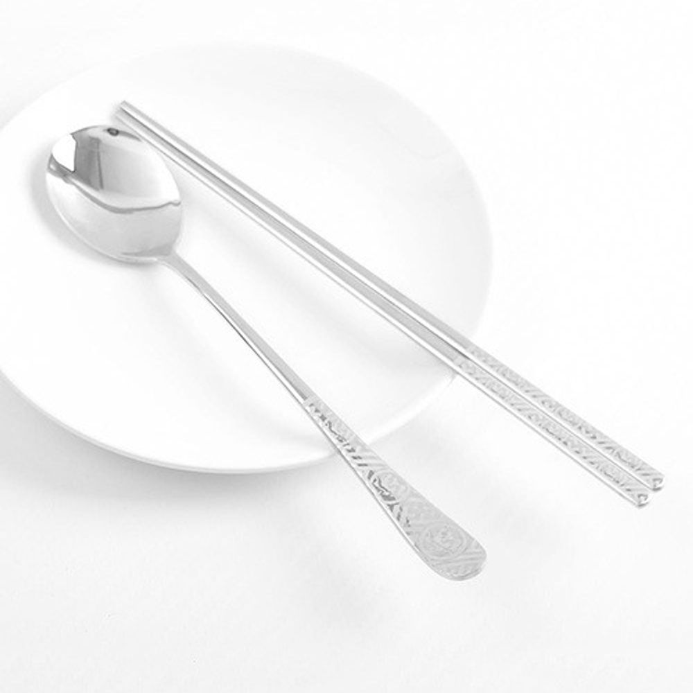 [HAEMO] Marvel Pine White Spoon Chopsticks-Spoon Chopsticks Korean Stainless Steel Cutlery-Made in Korea