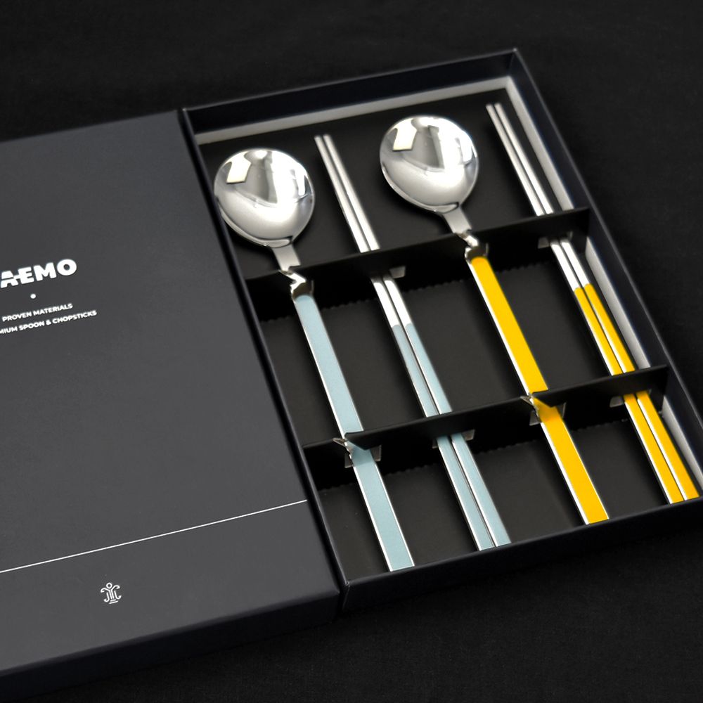 [HAEMO] Iris Ceramic Glossy Spoon & Chopstick 2 Set – Premium High-Temperature Fired Cutlery, Modern Design, Individually Packaged" _ Made in Korea