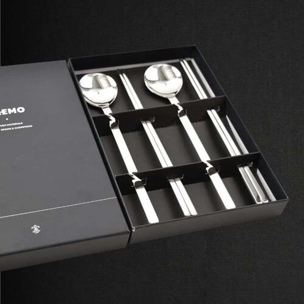[HAEMO]  Ari Glossy Spoon & Chopstick 2 Set – Premium Stainless Steel, Simple Yet Elegant Design, Made in Korea