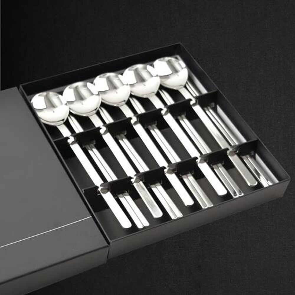 [HAEMO]  Ari Glossy Spoon & Chopstick 5 Set – Premium Stainless Steel, Simple Yet Elegant Design, Made in Korea