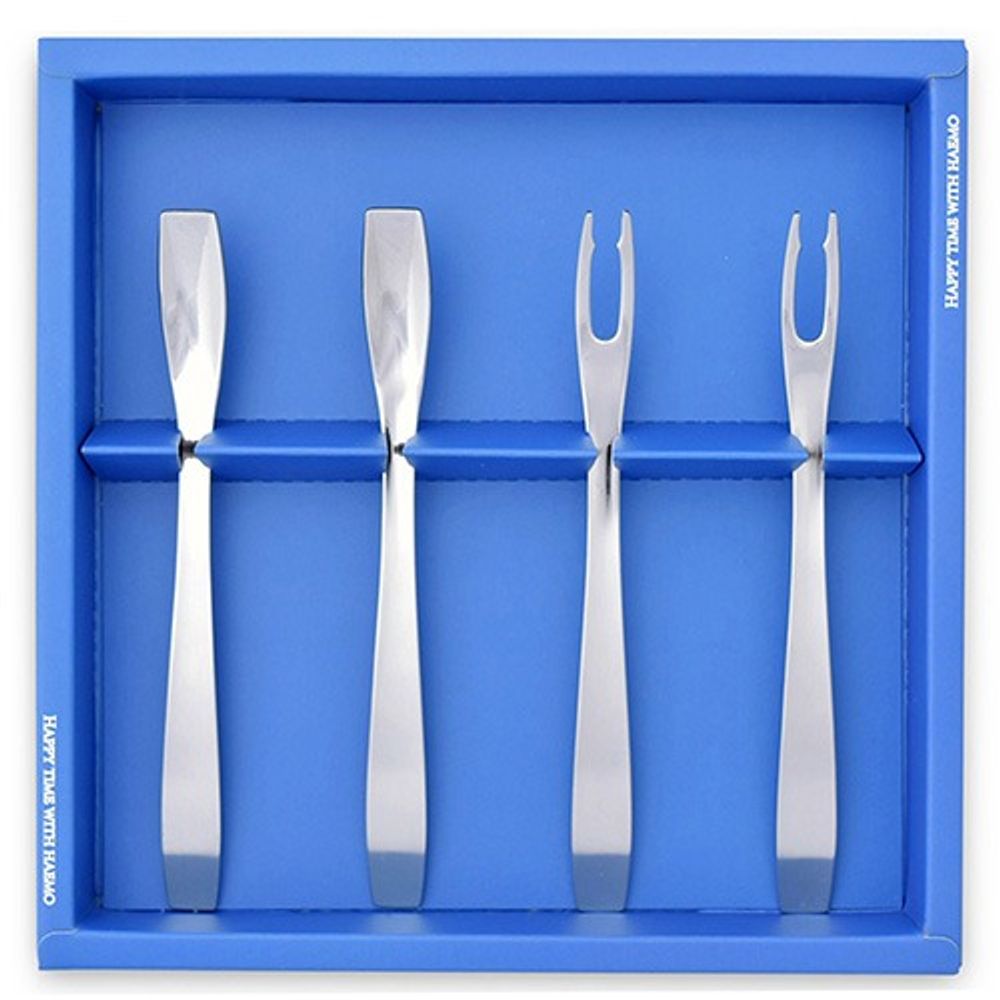 [HAEMO] Jangsu Tea Spoon & Tea Fork 4P Set – Unique Design, Premium Stainless Steel Tea Set for Gifting, Made in Korea
