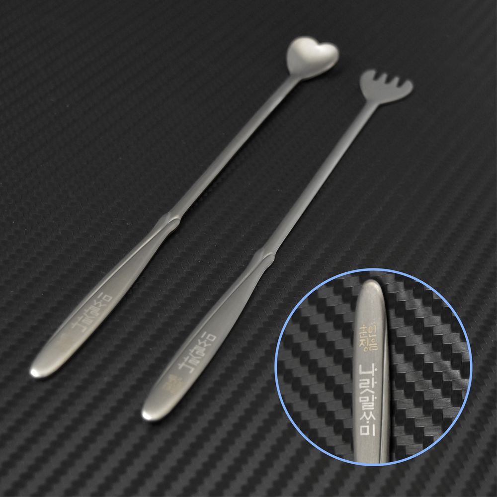 [HAEMO] Hunminjeongeum Heart Tulip Long Tea Spoon & Fork – Heart & Tulip Design with Korean Script Handle Accent_ Made in Korea