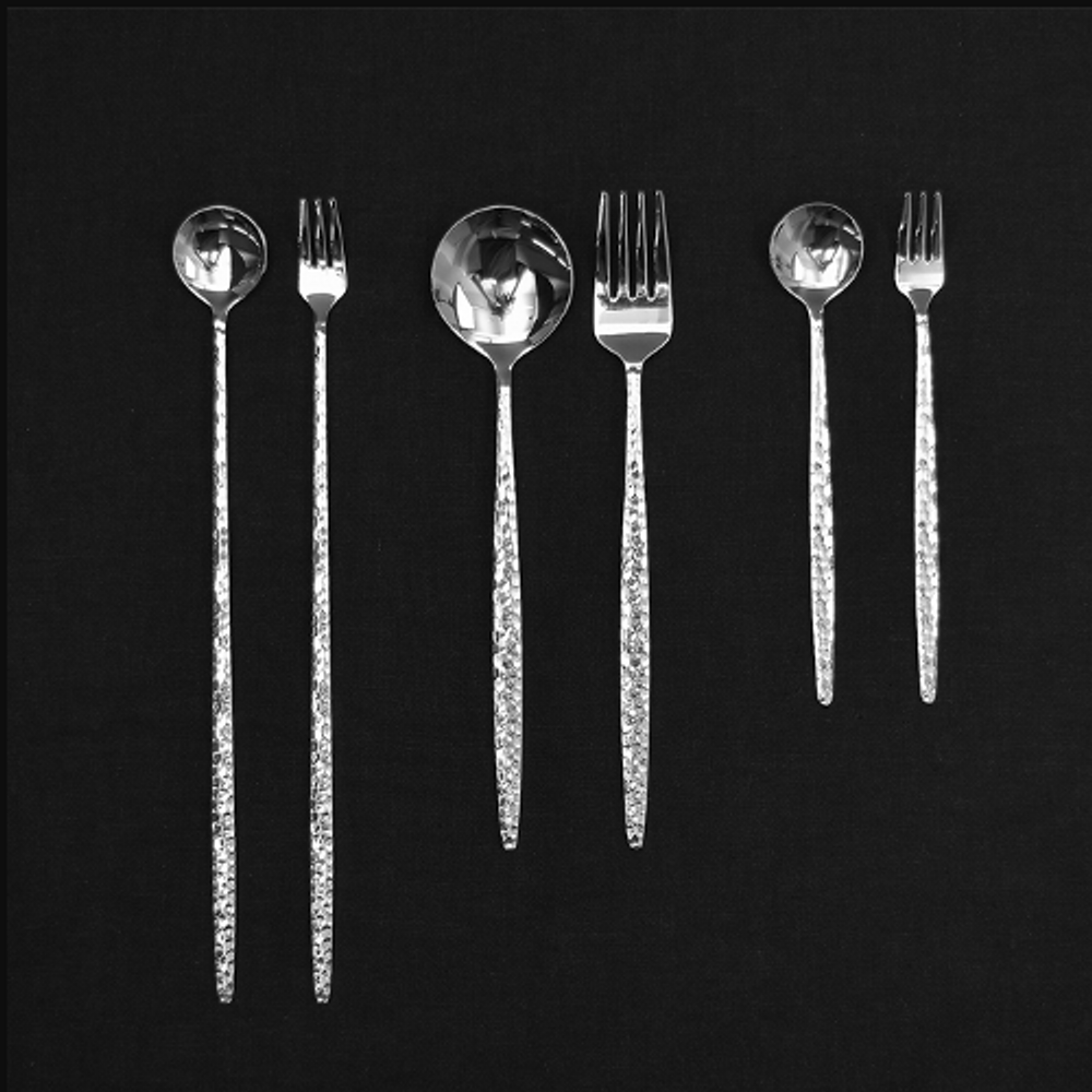 [HAEMO] Hammered Spoon & Fork 6-Piece Set – Premium Textured Design & Human-Friendly Stainless Steel, Made in Korea