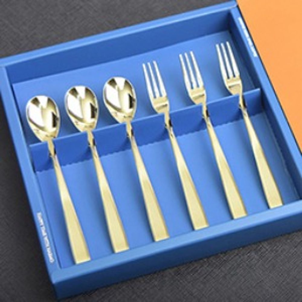 [HAEMO] Miller Titanium Teaspoon & Fork 6P SET– Simple and Elegant Curved Design, Premium Stainless Steel, Made in Korea