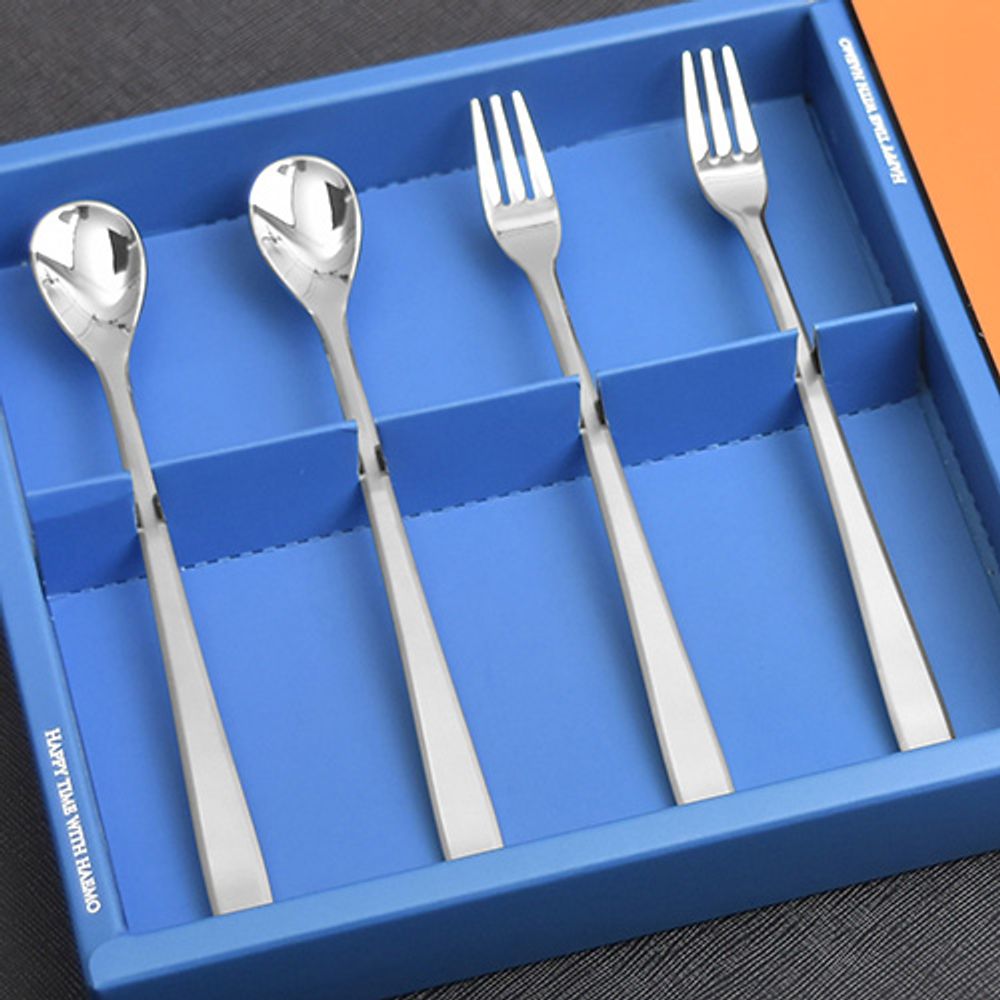[HAEMO] Miller Middle Teaspoon & Fork 4P Set _ Simple and Elegant Curved Design, Premium Stainless Steel _ Made in Korea