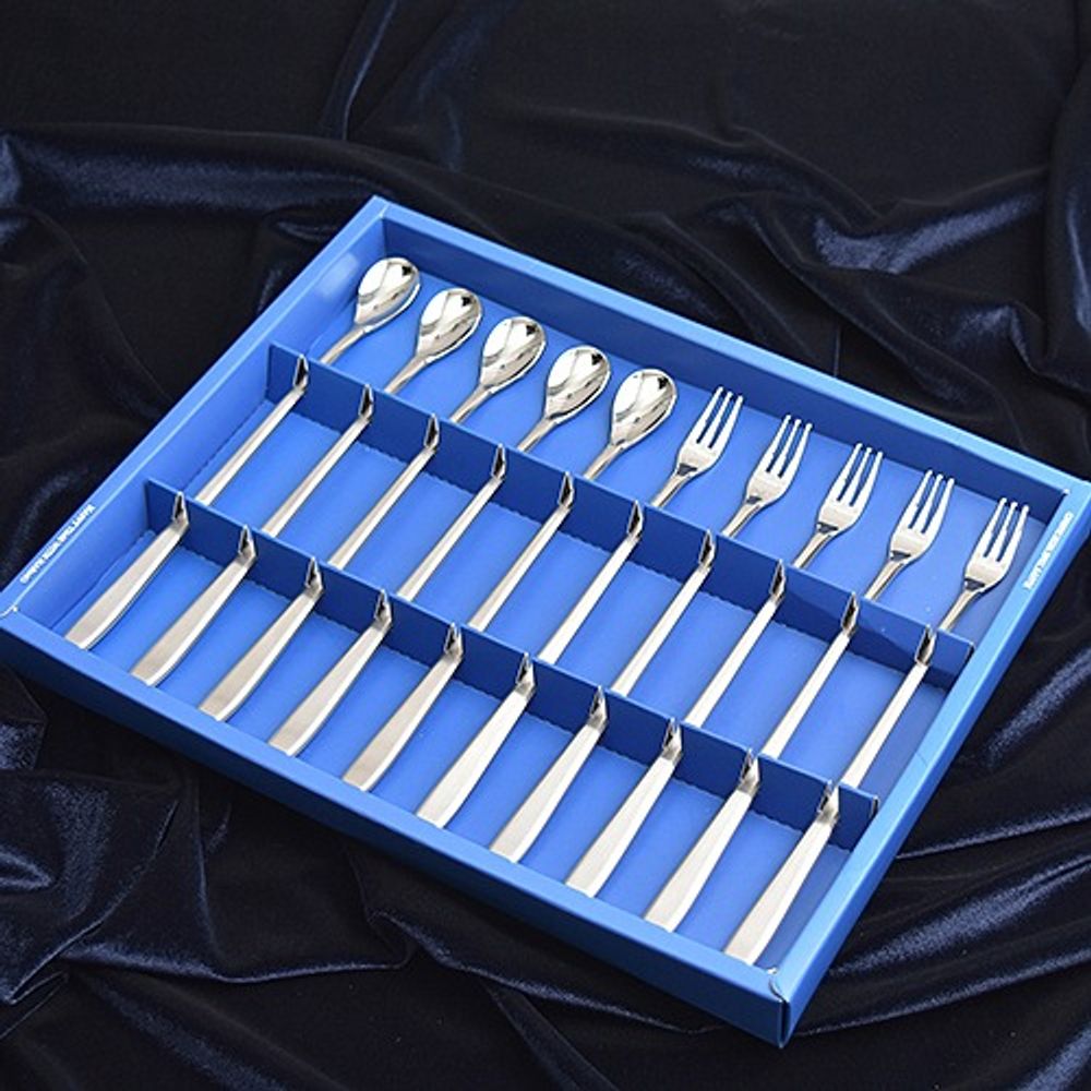 [HAEMO] Miller long Teaspoon & Fork 10P SET– Simple and Elegant Curved Design, Premium Stainless Steel, Made in Korea