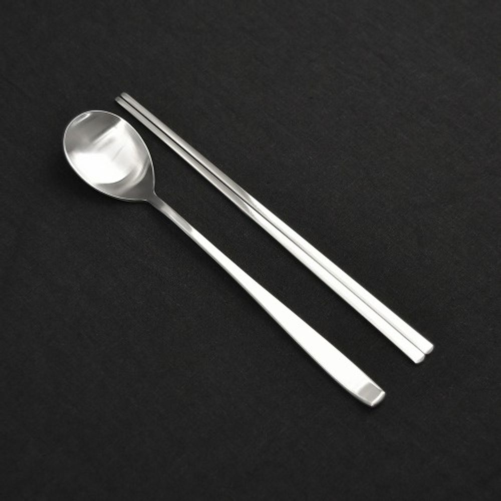 [HAEMO] Miller Matte Spoon & Chopsticks Set (Chopsticks 215mm) – Elegant Curved Design, Human-Friendly Stainless Steel, Made in Korea